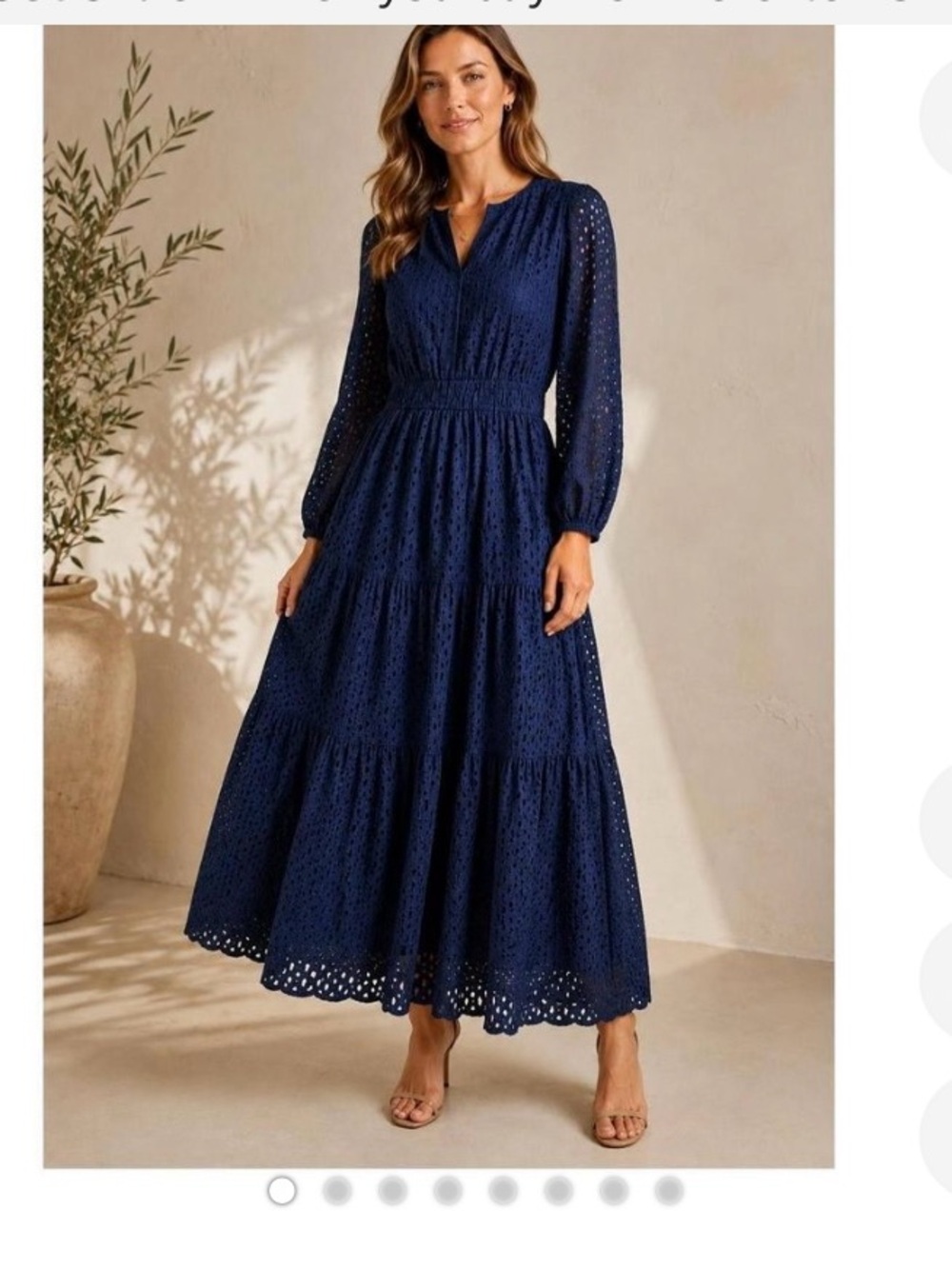 New Zesica Women Small  Long Sleeve Eyelet Maxi Dress features a chic lace
